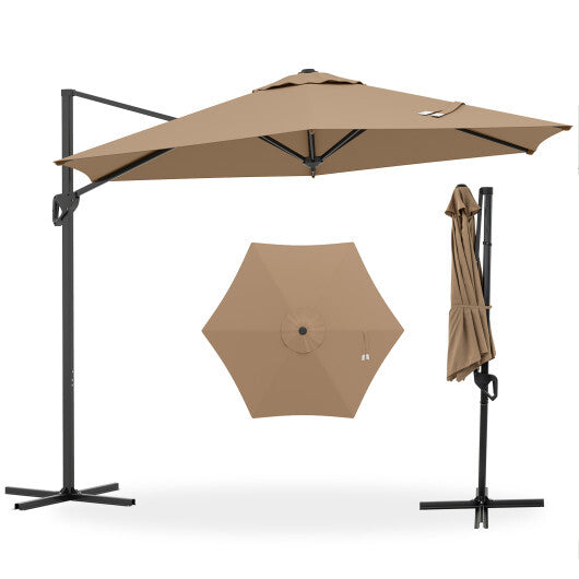 9 FT Cantilever Patio Umbrella with Vented Top and Sun-Protective Canopy-Beige LuxuryLifeWay Online Store