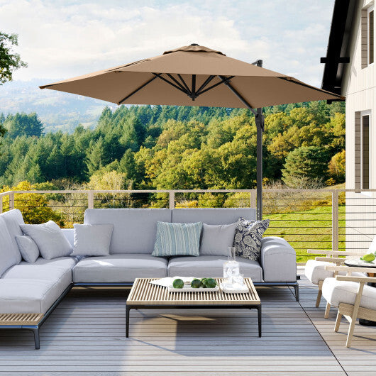9 FT Cantilever Patio Umbrella with Vented Top and Sun-Protective Canopy-Beige LuxuryLifeWay Online Store