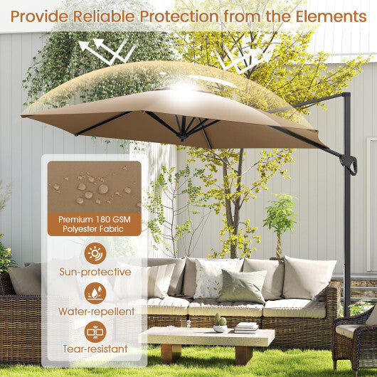 9 FT Cantilever Patio Umbrella with Vented Top and Sun-Protective Canopy-Beige LuxuryLifeWay Online Store