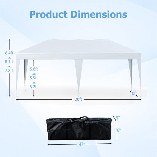 10 x 20 FT Pop up Canopy Tent with Carry Bag for Party BBQ-White LuxuryLifeWay Online Store