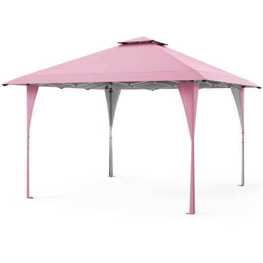 13 X 13 FT Pop up Gazebo with Portable Carrying Bag 8 Stakes and 4 Wind Ropes-Pink LuxuryLifeWay Online Store