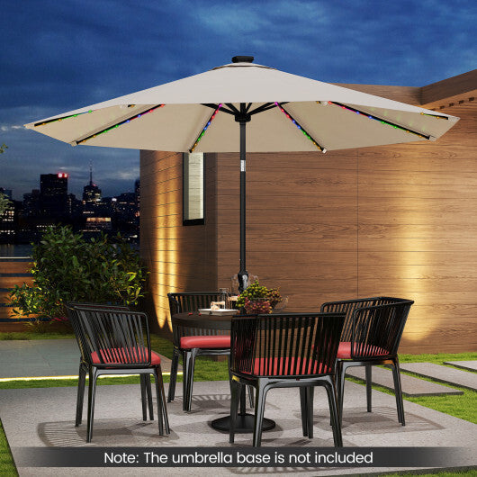 10 Feet Solar Patio Umbrella with 96 Multi-Colored Flowing LED Lights and Tilt Adjustment-Beige LuxuryLifeWay Online Store