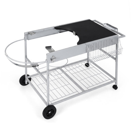 Outdoor Movable Grill Table for 18/22 Inch Weber Original Kettle for Camping-Black LuxuryLifeWay Online Store
