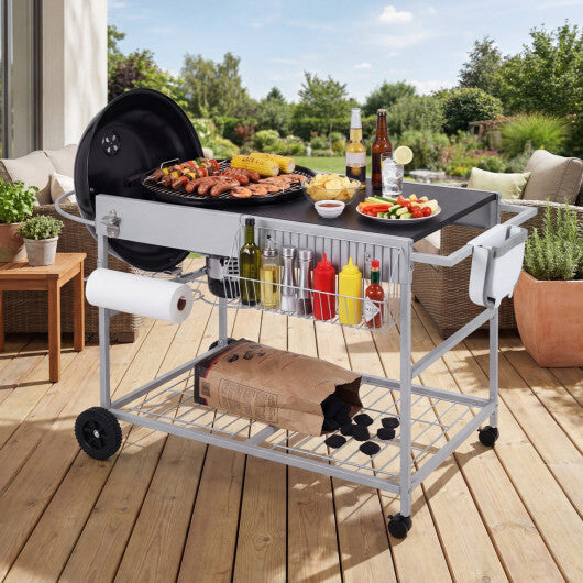 Outdoor Movable Grill Table for 18/22 Inch Weber Original Kettle for Camping-Black LuxuryLifeWay Online Store