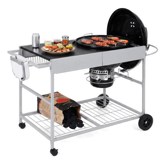 Outdoor Movable Grill Table for 18/22 Inch Weber Original Kettle for Camping-Black LuxuryLifeWay Online Store
