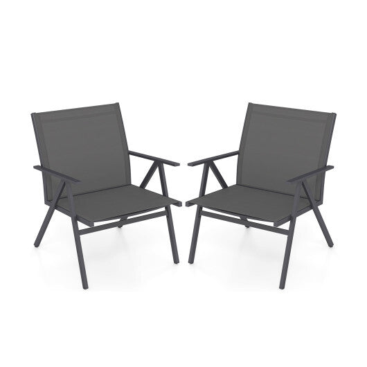 Patio Chairs Set of 2 with Breathable Mesh Fabric and Metal Frame-Gray LuxuryLifeWay Online Store