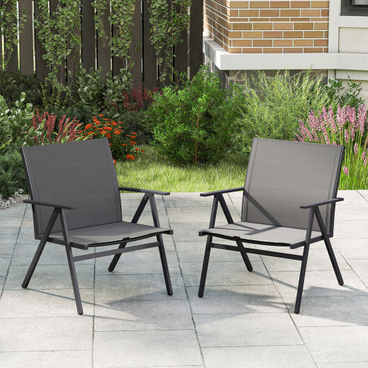 Patio Chairs Set of 2 with Breathable Mesh Fabric and Metal Frame-Gray LuxuryLifeWay Online Store