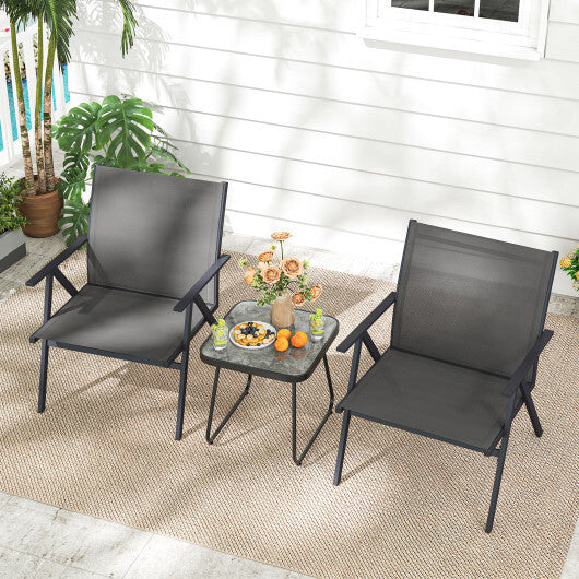Patio Chairs Set of 2 with Breathable Mesh Fabric and Metal Frame-Gray LuxuryLifeWay Online Store