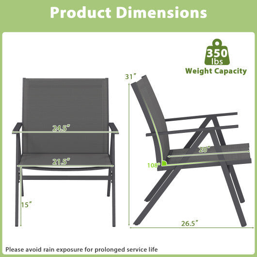 Patio Chairs Set of 2 with Breathable Mesh Fabric and Metal Frame-Gray LuxuryLifeWay Online Store
