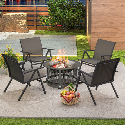 Patio Chairs Set of 2 with Breathable Mesh Fabric and Metal Frame-Gray LuxuryLifeWay Online Store