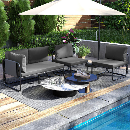 Patio Loveseat Sofa Couch with Removable Pillows and Seat Cushion-Gray LuxuryLifeWay Online Store
