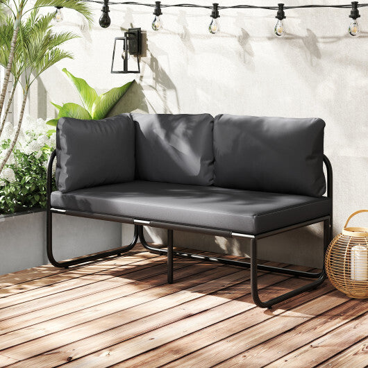 Patio Loveseat Sofa Couch with Removable Pillows and Seat Cushion-Gray LuxuryLifeWay Online Store