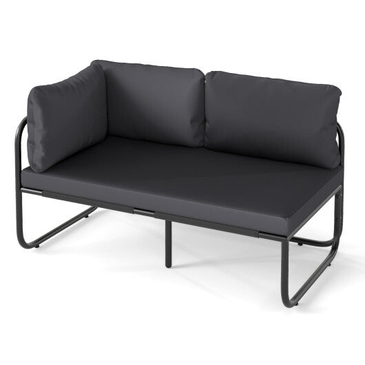 Patio Loveseat Sofa Couch with Removable Pillows and Seat Cushion-Gray LuxuryLifeWay Online Store