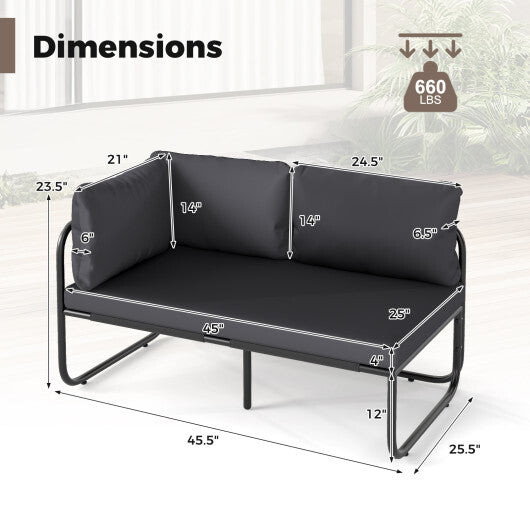 Patio Loveseat Sofa Couch with Removable Pillows and Seat Cushion-Gray LuxuryLifeWay Online Store
