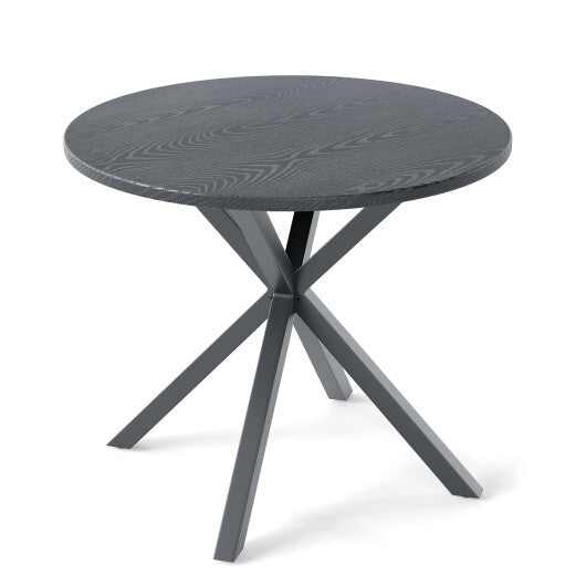 33.5 Inch Round Patio Bistro Table with Wood-Like Top and X-Shaped Legs-Gray LuxuryLifeWay Online Store