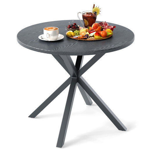 33.5 Inch Round Patio Bistro Table with Wood-Like Top and X-Shaped Legs-Gray LuxuryLifeWay Online Store