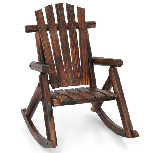Outdoor Adirondack Rocking Chair for Adults Solid Wood Porch Rocker-Brown LuxuryLifeWay Online Store