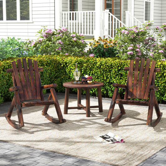Outdoor Adirondack Rocking Chair for Adults Solid Wood Porch Rocker-Brown LuxuryLifeWay Online Store