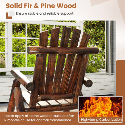 Outdoor Adirondack Rocking Chair for Adults Solid Wood Porch Rocker-Brown LuxuryLifeWay Online Store