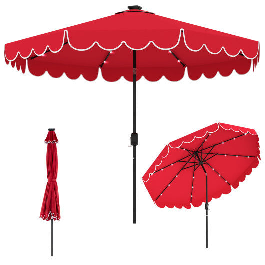10 Feet Solar Patio Umbrella with 24 LED Lights-Gray LuxuryLifeWay Online Store