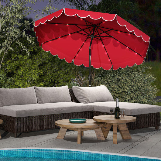10 Feet Solar Patio Umbrella with 24 LED Lights-Gray LuxuryLifeWay Online Store