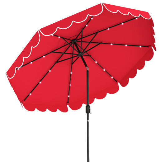 10 Feet Solar Patio Umbrella with 24 LED Lights-Gray LuxuryLifeWay Online Store