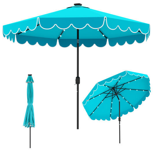 10 Feet Solar Patio Umbrella with 24 LED Lights-Gray LuxuryLifeWay Online Store