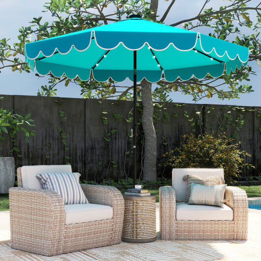 10 Feet Solar Patio Umbrella with 24 LED Lights-Gray LuxuryLifeWay Online Store