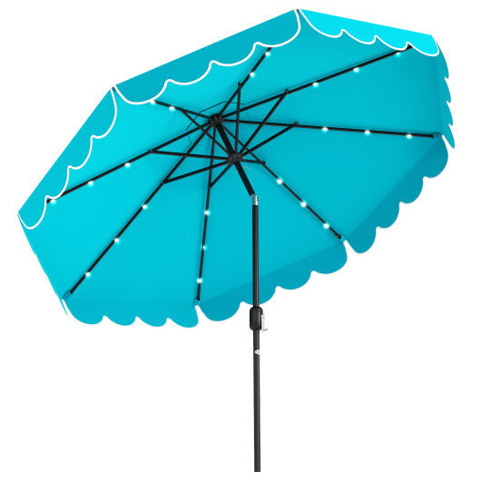 10 Feet Solar Patio Umbrella with 24 LED Lights-Gray LuxuryLifeWay Online Store