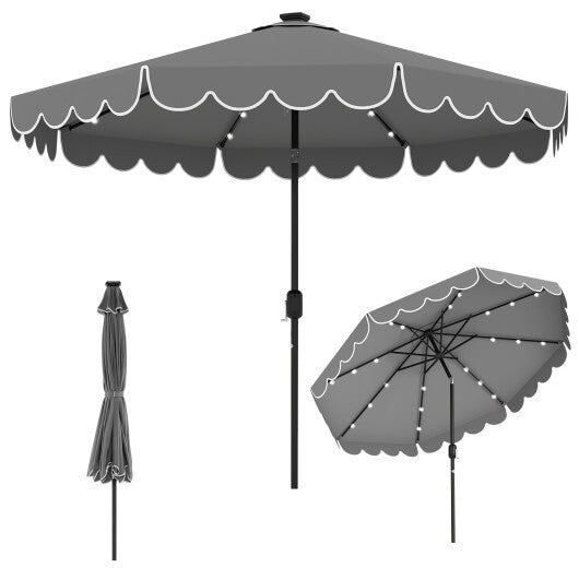 10 Feet Solar Patio Umbrella with 24 LED Lights-Gray LuxuryLifeWay Online Store