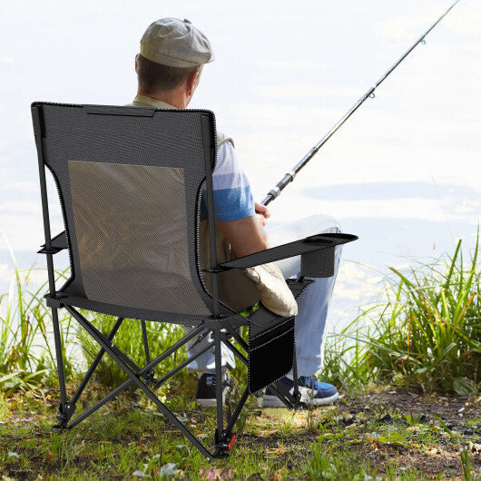 Reclining Camping Chair with Removable Footrest and Adjustable Backrest-Gray LuxuryLifeWay Online Store