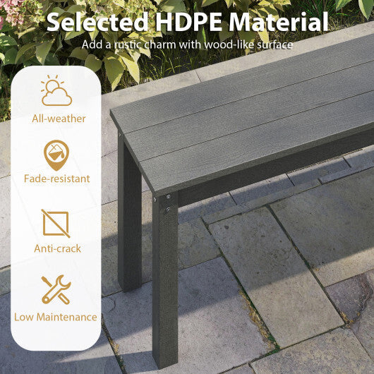 55" HDPE Outdoor Bench 2-3 People Weatherproof Backless Patio Garden Bench-Gray