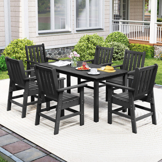 7 Pieces Patio Dining Set Outdoor HDPE Weather Resistant Table and Chairs Set-Black LuxuryLifeWay Online Store