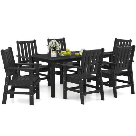 7 Pieces Patio Dining Set Outdoor HDPE Weather Resistant Table and Chairs Set-Black LuxuryLifeWay Online Store