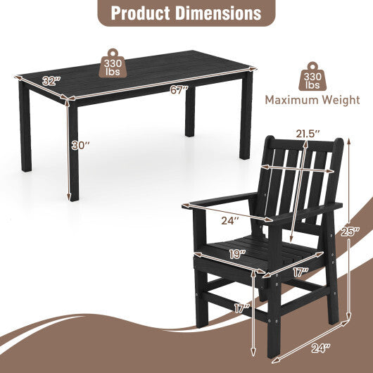 7 Pieces Patio Dining Set Outdoor HDPE Weather Resistant Table and Chairs Set-Black LuxuryLifeWay Online Store