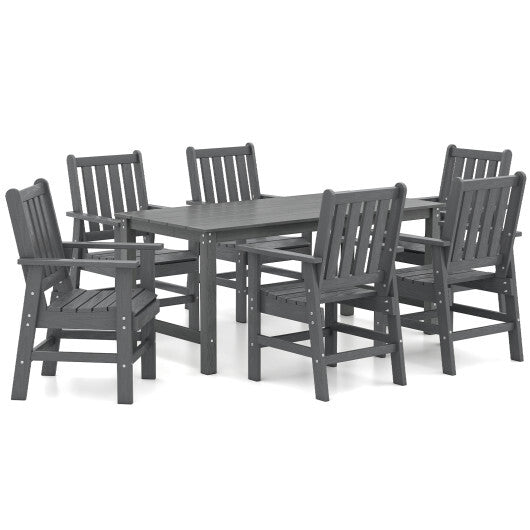 7 Pieces Patio Dining Set Outdoor HDPE Weather Resistant Table and Chairs Set-Black LuxuryLifeWay Online Store