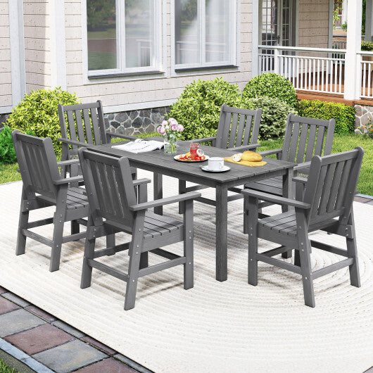 7 Pieces Patio Dining Set Outdoor HDPE Weather Resistant Table and Chairs Set-Black LuxuryLifeWay Online Store