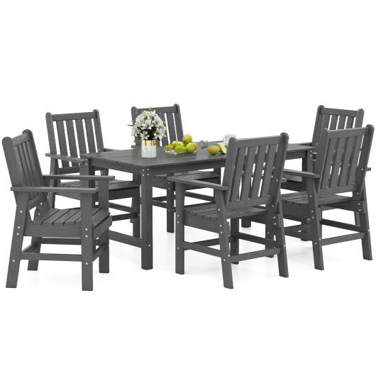 7 Pieces Patio Dining Set Outdoor HDPE Weather Resistant Table and Chairs Set-Black LuxuryLifeWay Online Store