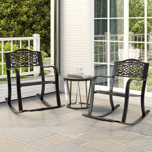 Patio Rocking Chair with Footrest and Curved Armrests-Brown LuxuryLifeWay Online Store
