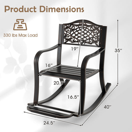 Patio Rocking Chair with Footrest and Curved Armrests-Brown LuxuryLifeWay Online Store