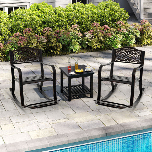 Patio Rocking Chair with Footrest and Curved Armrests-Brown LuxuryLifeWay Online Store