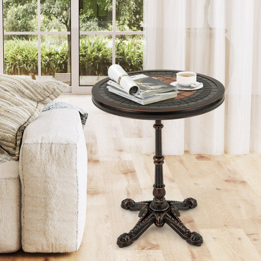 24" Round Patio Dining Table Weather-resistant Cast Aluminum Table-Bronze LuxuryLifeWay Online Store