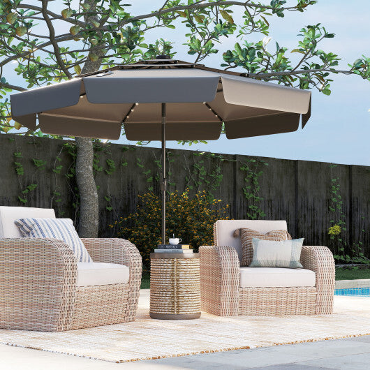 10 Feet Solar Patio Umbrella with 3-Tier Vented Top-Beige LuxuryLifeWay Online Store