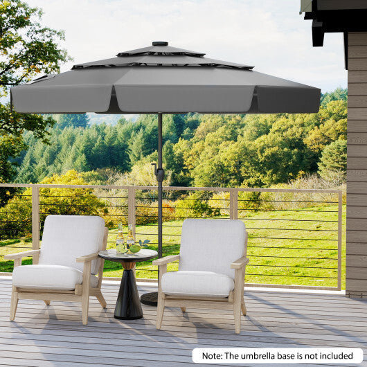 10 Feet Solar Patio Umbrella with 3-Tier Vented Top-Beige LuxuryLifeWay Online Store