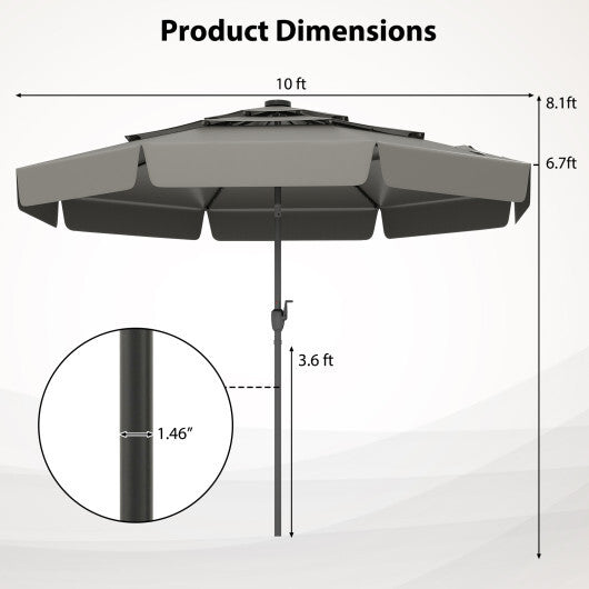 10 Feet Solar Patio Umbrella with 3-Tier Vented Top-Beige LuxuryLifeWay Online Store