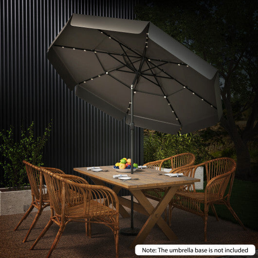 10 Feet Solar Patio Umbrella with 3-Tier Vented Top-Beige LuxuryLifeWay Online Store