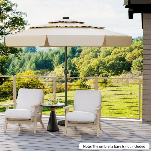 10 Feet Solar Patio Umbrella with 3-Tier Vented Top-Beige LuxuryLifeWay Online Store