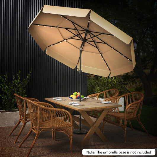 10 Feet Solar Patio Umbrella with 3-Tier Vented Top-Beige LuxuryLifeWay Online Store