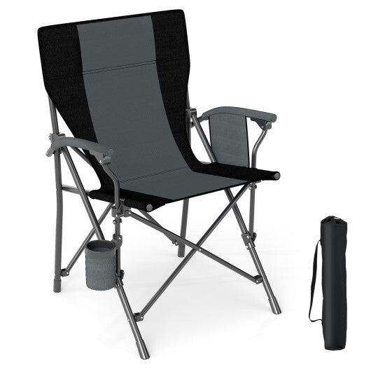 Portable Folding Oxford Cloth Camping Chair with Cup Holder and Side Pocket-Navy