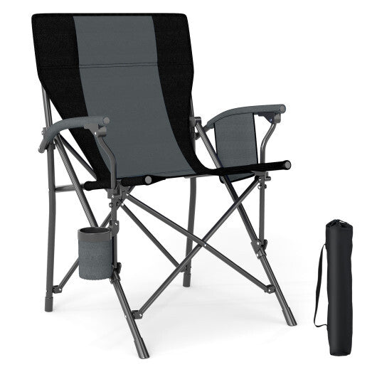 Portable Folding Oxford Cloth Camping Chair with Cup Holder and Side Pocket-Navy